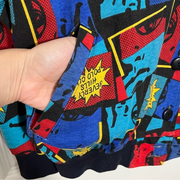 BEVERLY HILLS POLO CLUB Vintage Long Sleeve Button Down Geometric Sweater Large - Picture 7 of 9